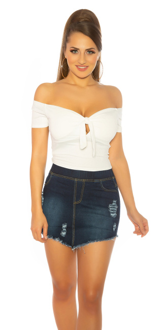 Ripp Crop Top with bow White